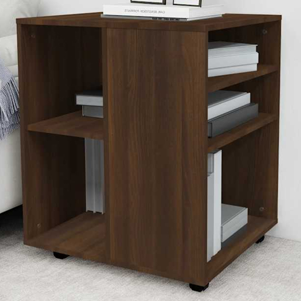 vidaXL 5 Shelf Brown Oak Rolling Cabinet Image 1