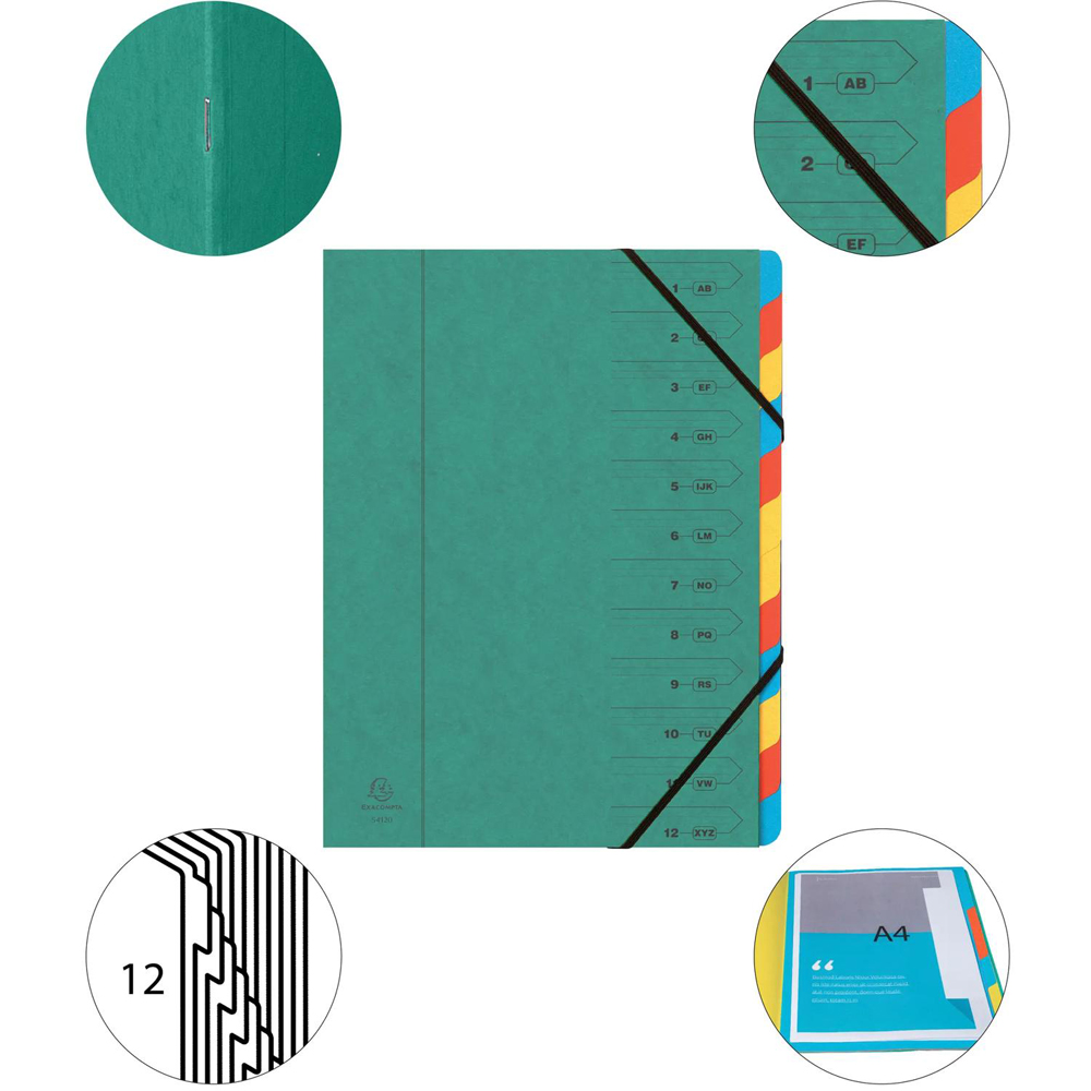 Exacompta Europa A4 12 Section Green Multi-Part File 8 Pack Image 5