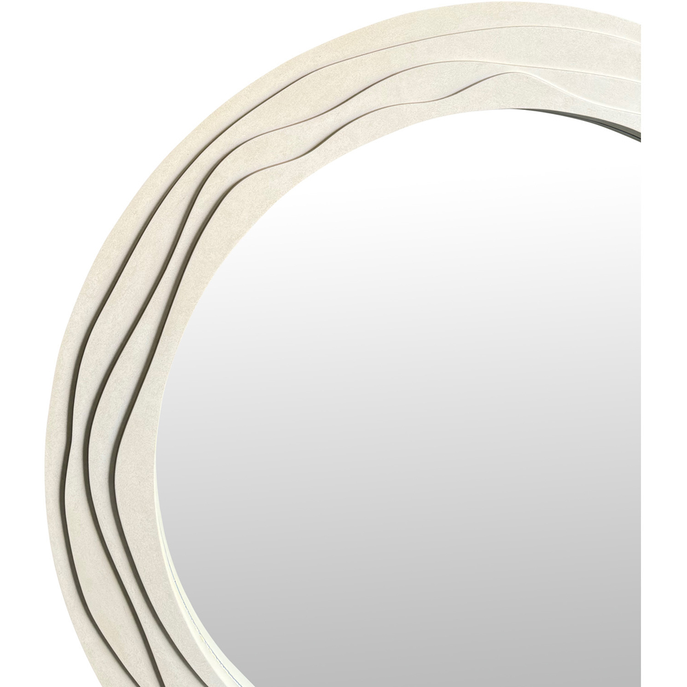 Ridged Circular Mirror Ivory Image 5