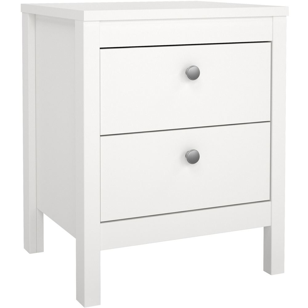 Florence Madrid 2 Drawer White Bedside Table Image 2