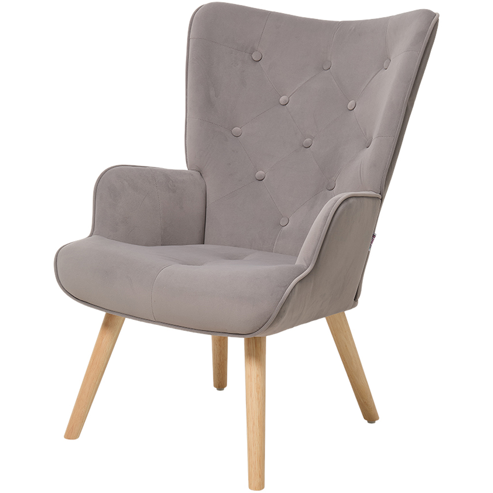 Living and Home Grey Flannel Upholstered Tufted Lounge Chair Image 2