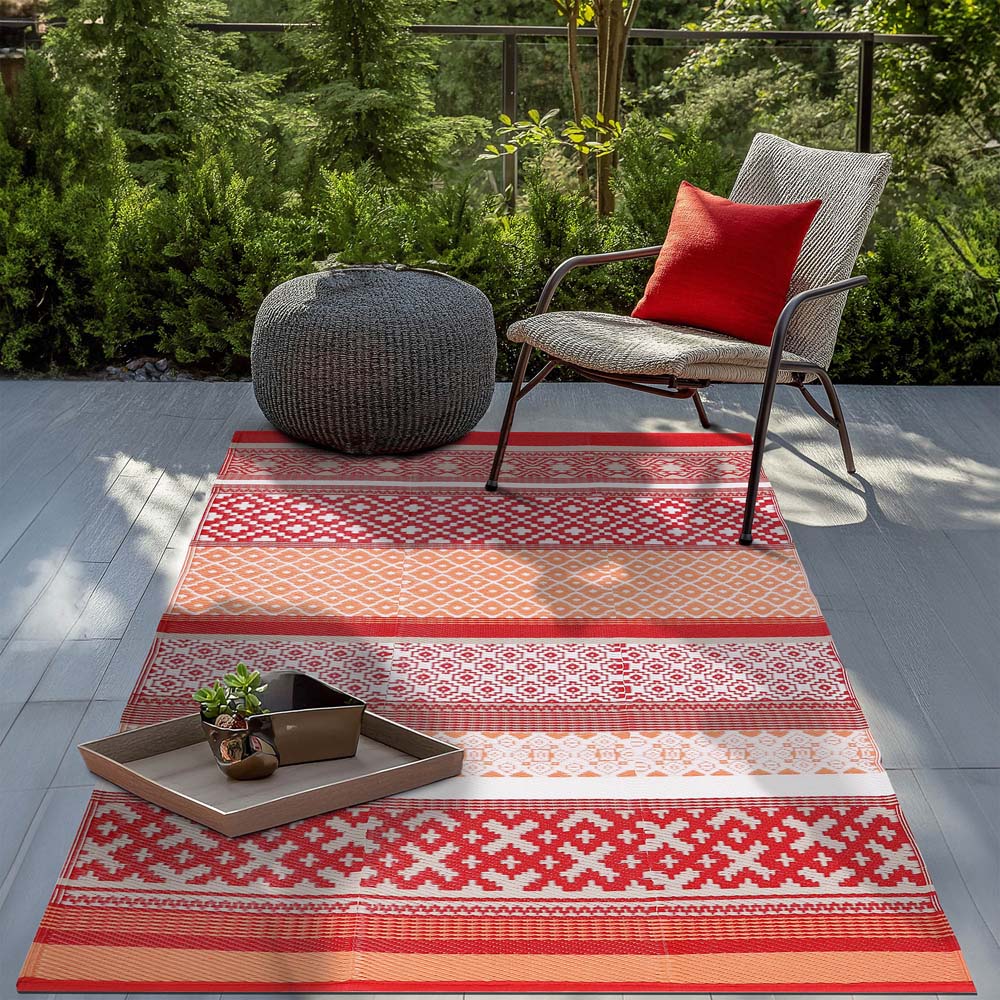 Green Decore Prime Red and Orange Camping and Picnic Rug 180 x 270cm Image 6