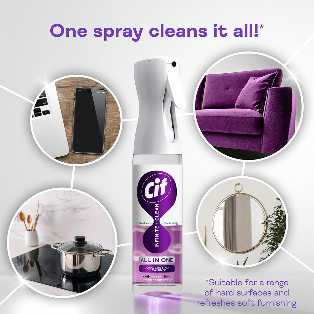 Cif Infinite Clean All in One Lavender and Eucalyptus Cleaner Spray 280ml 6 Pack Image 9