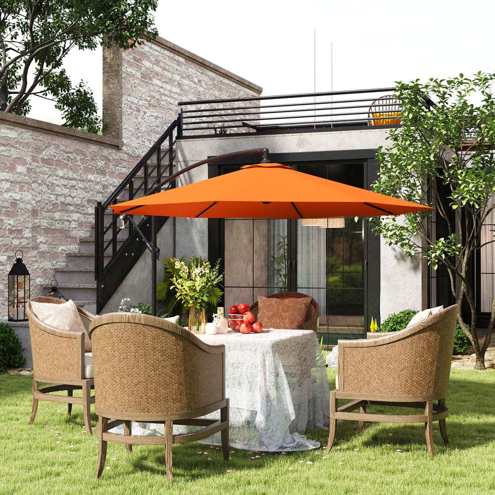 Outsunny Orange Banana Crank and Tilt Cantilever Parasol 3m Image 2
