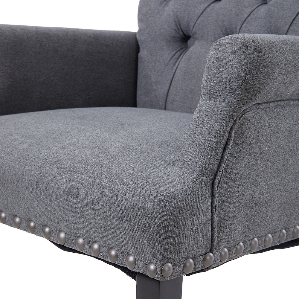 Living and Home Grey Vintage Nailhead Tufted Dining Chair Image 6
