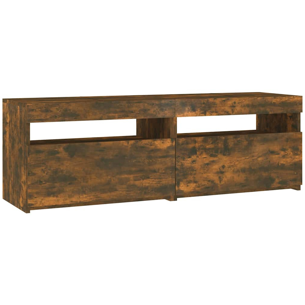 vidaXL 2 Door 2 Shelf Smoked Oak Wide TV Cabinet with LED Lights Image 2