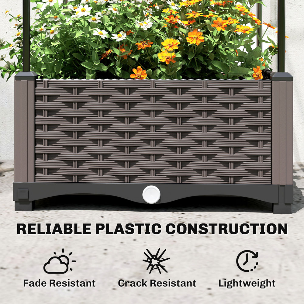 Outsunny Black Raised Garden Bed with Trellis and Drainage Holes 179 x 40 x 40 Image 6