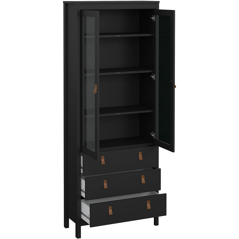 Florence Barcelona 2 Door 3 Drawer Matt Black Display Cabinet Image 4