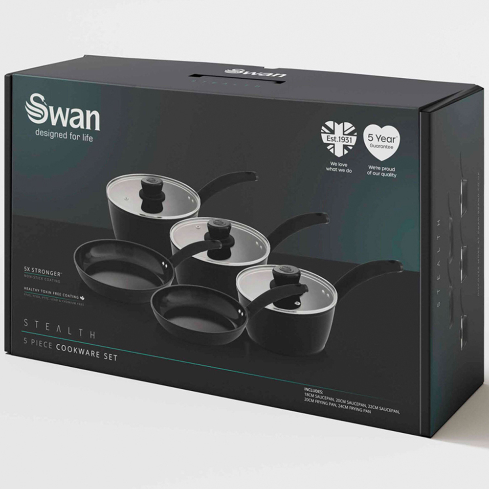 Swan Stealth 5 Piece Black Forged Aluminium Cookware Set Image 9
