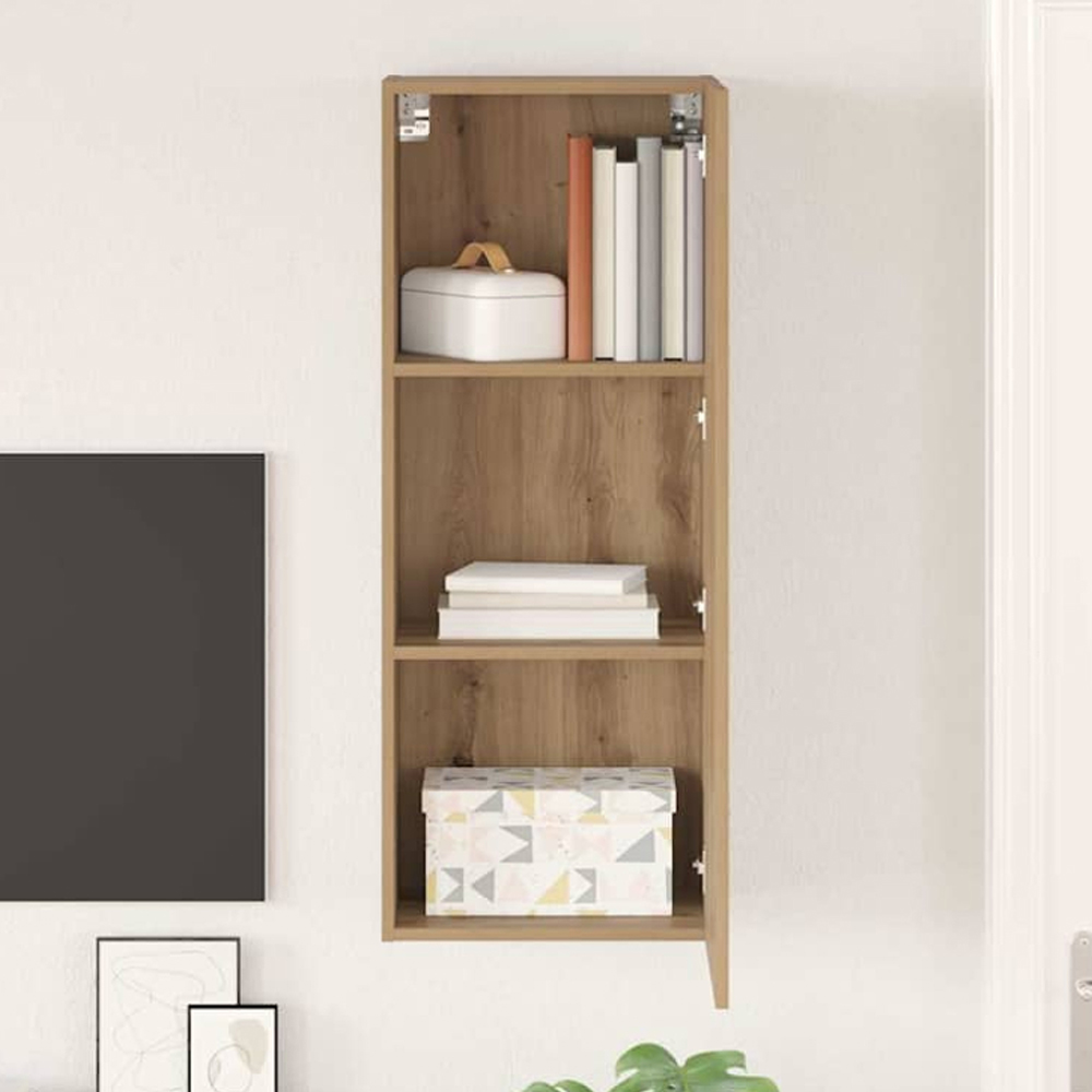 vidaXL Single Door Artisan Oak Wall Mounted Rectangular TV Cabinet Image 1