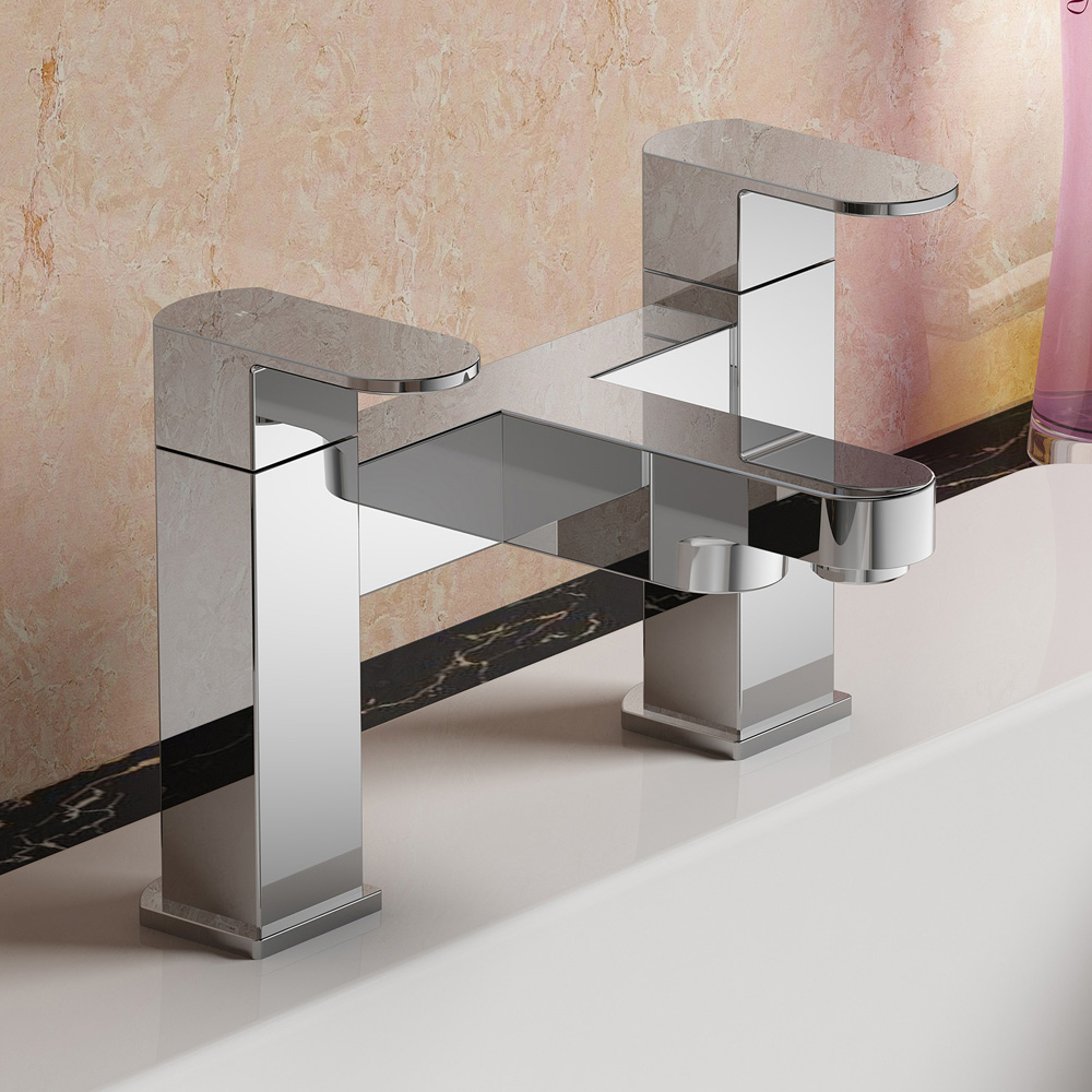 Nes Home Kento Chrome Square Bath Filler Mixer Tap Image 2
