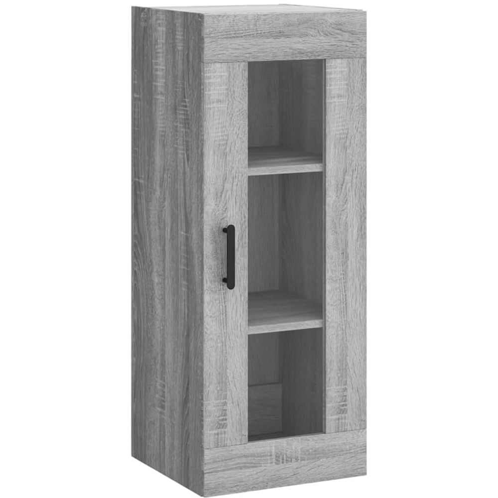 vidaXL 2 Glass and Wood Door Grey Sonoma Highboard with Black Handle Image 7