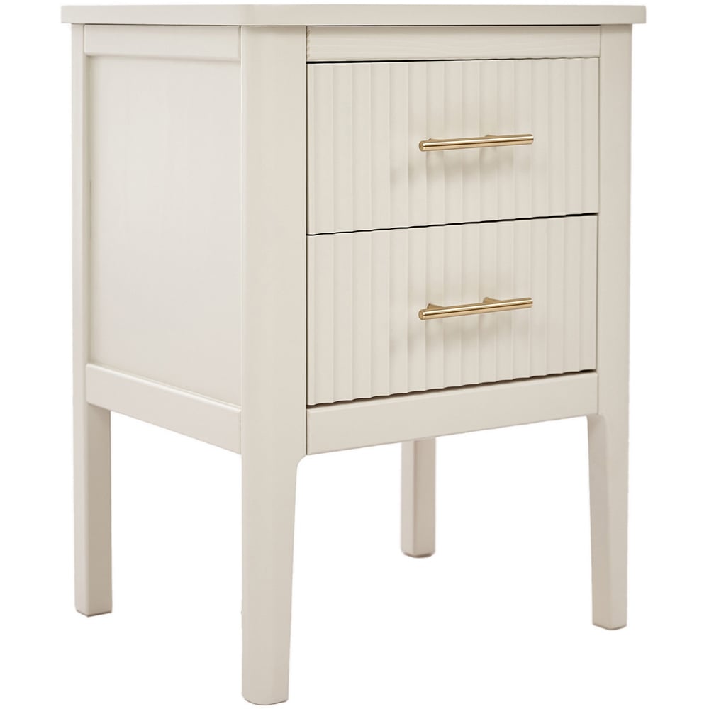 Palau 2 Drawer White Bedside Table Image 2