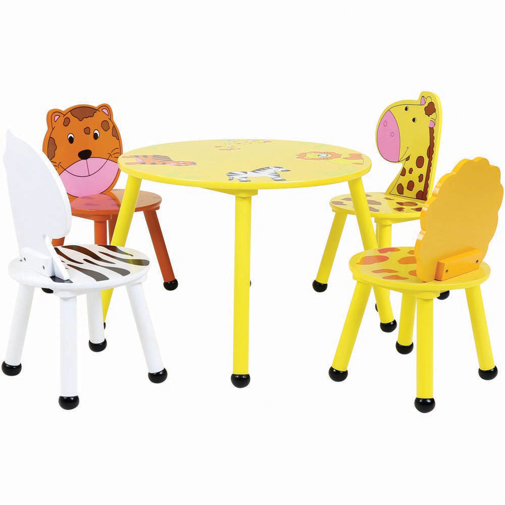 Charles Bentley 4 Seat Multicolour Safari Table and Chairs Set Image 2
