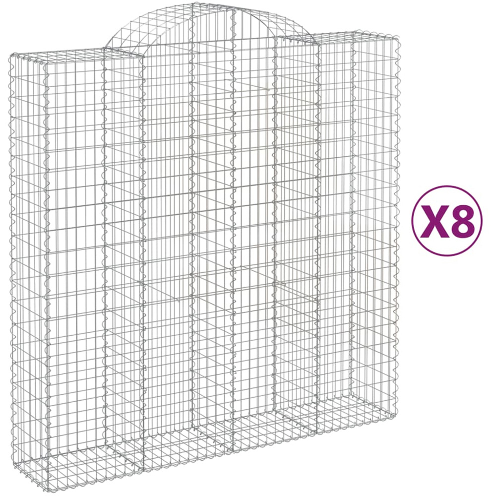 vidaXL Silver Galvanised Iron Gabion Basket 200 x 50 x 200/220cm 8 Pack Image 4