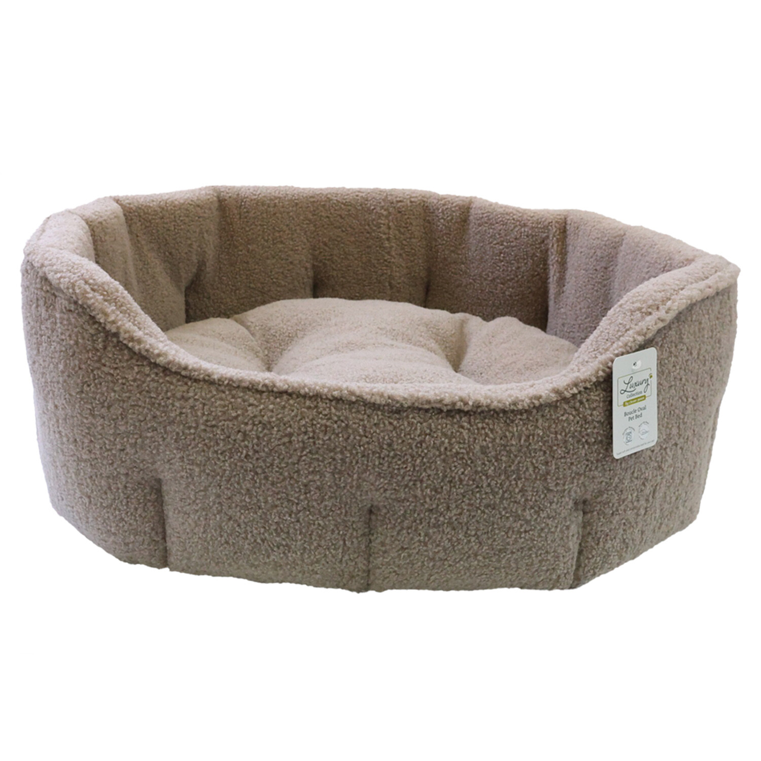 Clever Paws Boucle Oval Pet Bed - Brown Image 2