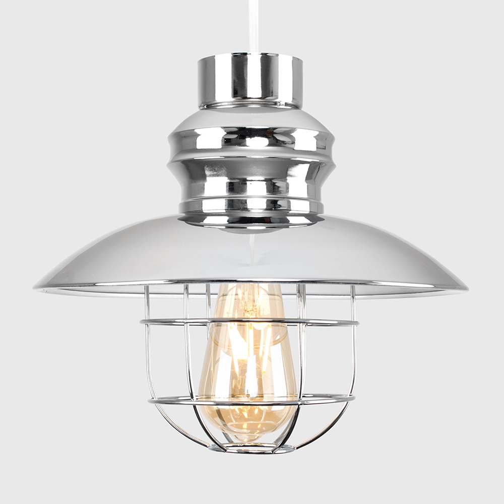 ValueLights Penglai Chrome Fishermans Basket Ceiling Pendant Lamp Shade Image 4