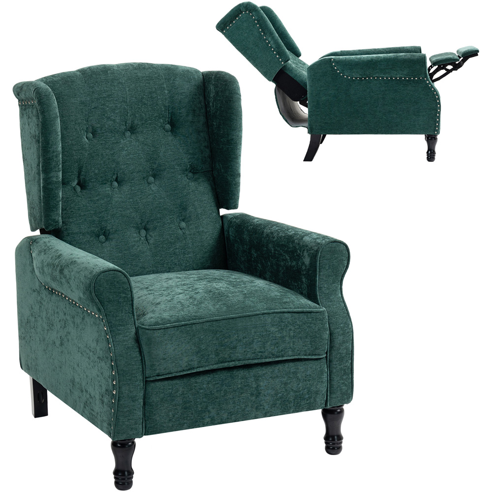 HOMCOM Dark Green Manual Recliner Armchair Recliner with Footrest Image 2