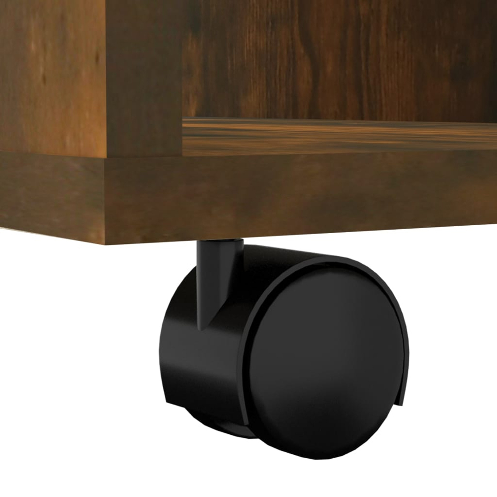 vidaXL 6 Shelf Smoked Oak Rolling Cabinet Image 6