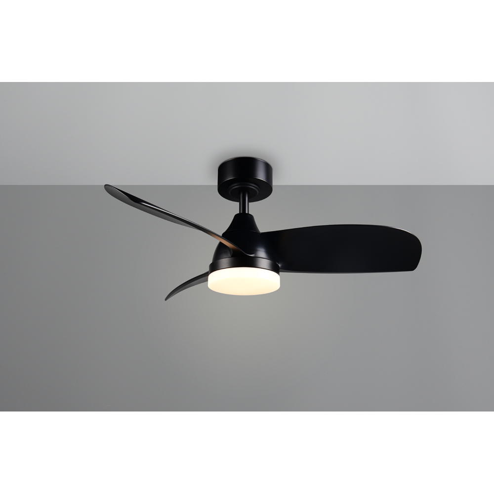 TRIO Helsinki Matt Black Ceiling Fan with Integrated LED Light Image 2