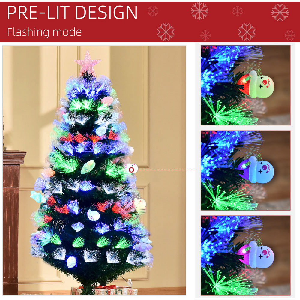 Everglow Fibre Optic LED Green Artificial Christmas Tree with Baubles 5ft Image 4