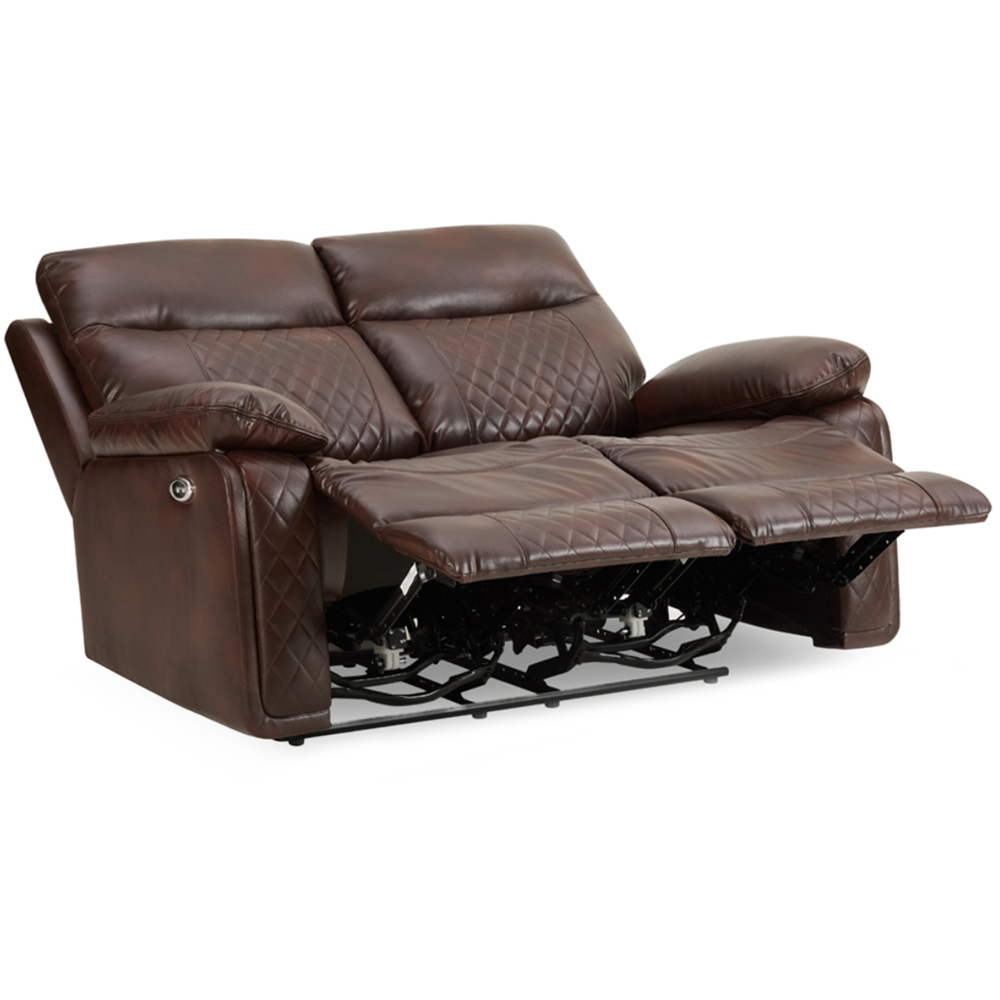 Home Detail Carson 2 Seater Brown Faux Leather Electric Recliner Sofa Image 5