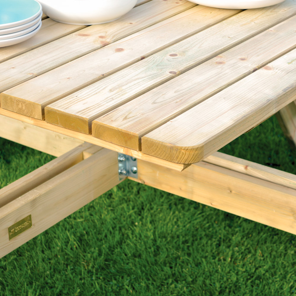 Rowlinson Natural Softwood 8 Seater Square Picnic Table Image 3