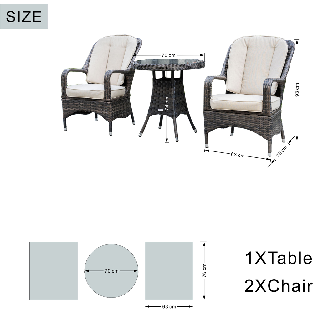 Direct Wicker 2 Seater Brown Garden Aluminium Rattan Bistro Set Image 9