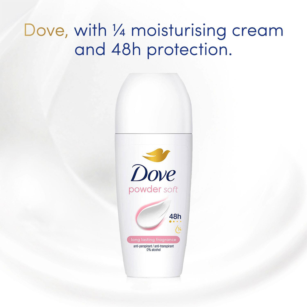Dove Powder Soft Anti-Perspirant 48H Long Fragrance Roll On 50ml 36 Pack Image 3