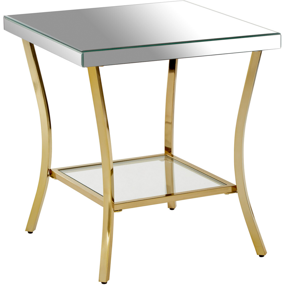 Premier Housewares Single Shelf Silver Bedside Table with Mirror Glass Tabletop Image 3