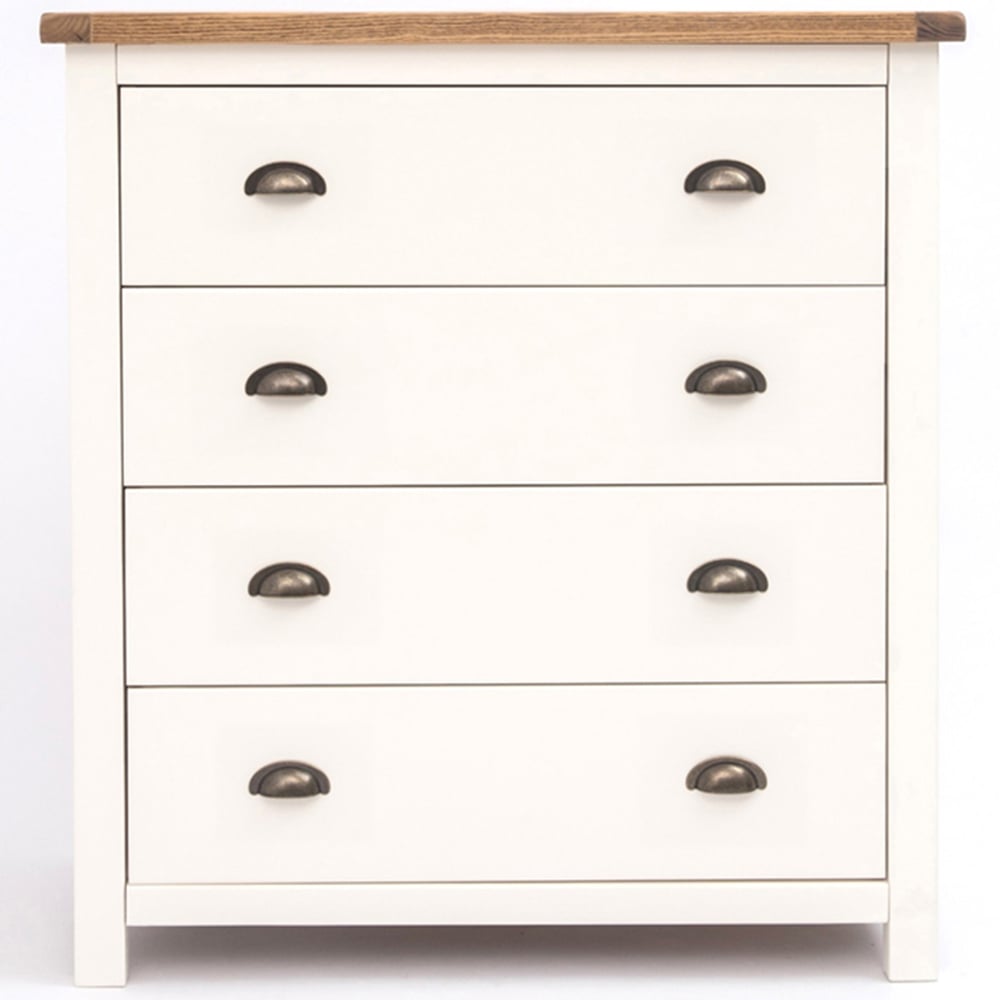 Cosenza 4 Drawer Off White Chest of Drawers with Brass Cup Handles Image 2