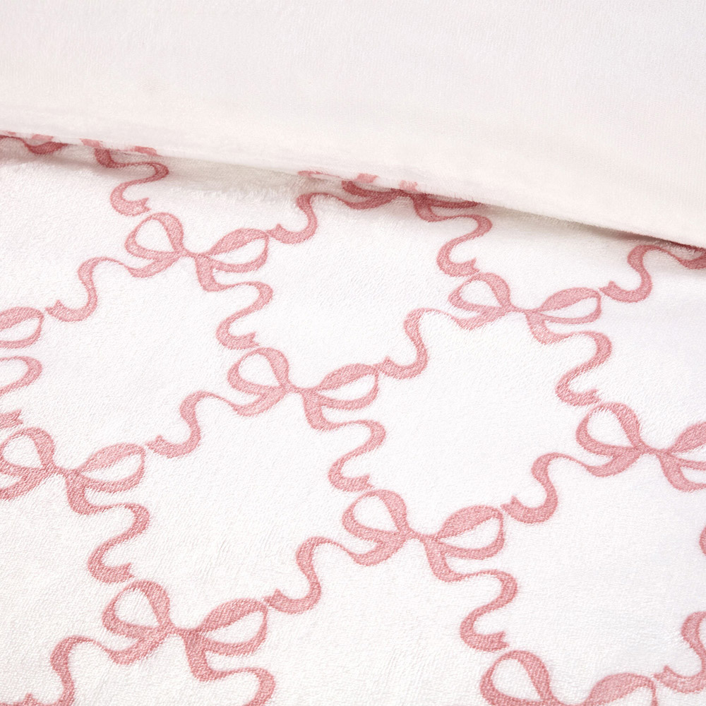 Bow Trellis Fleece Duvet Set Blush King Image 4