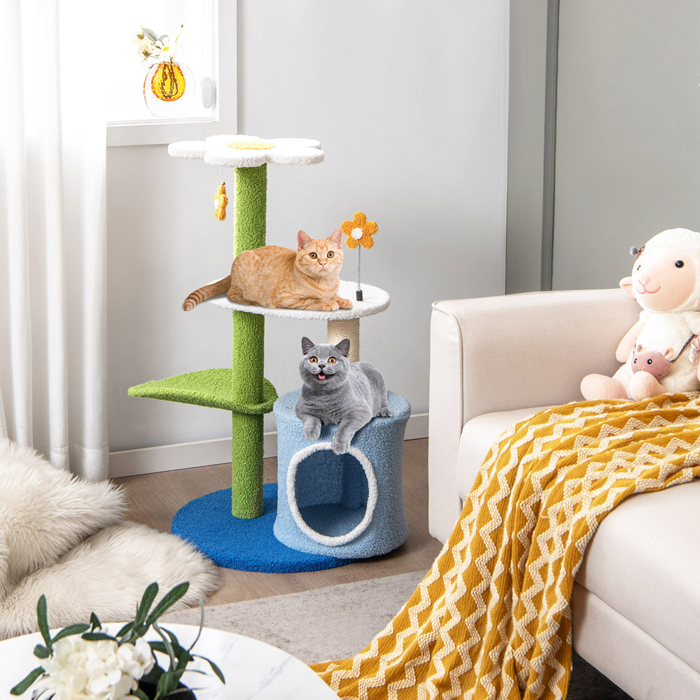 Costway 4 Tier Blue Cat Tree Tower Image 2