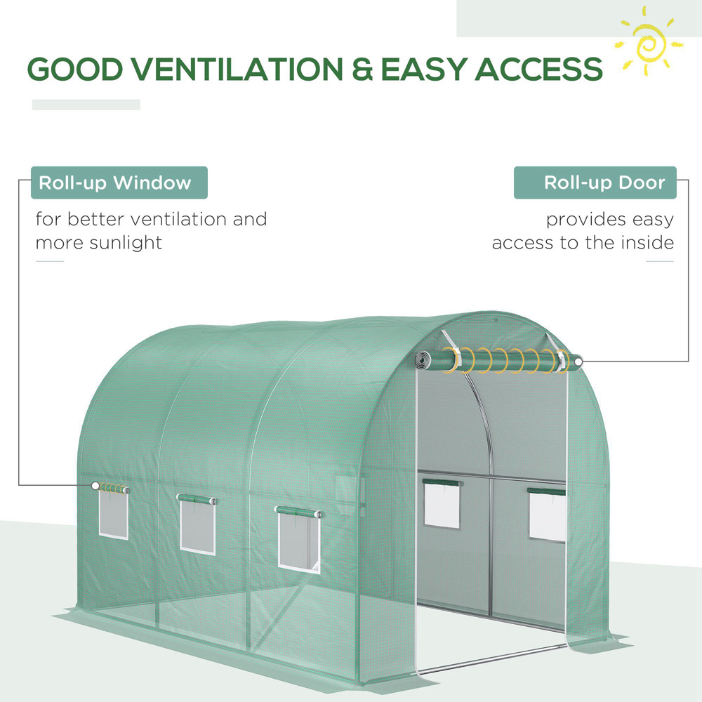 Outsunny Green 10 x 10ft Replacement Greenhouse Cover Image 5