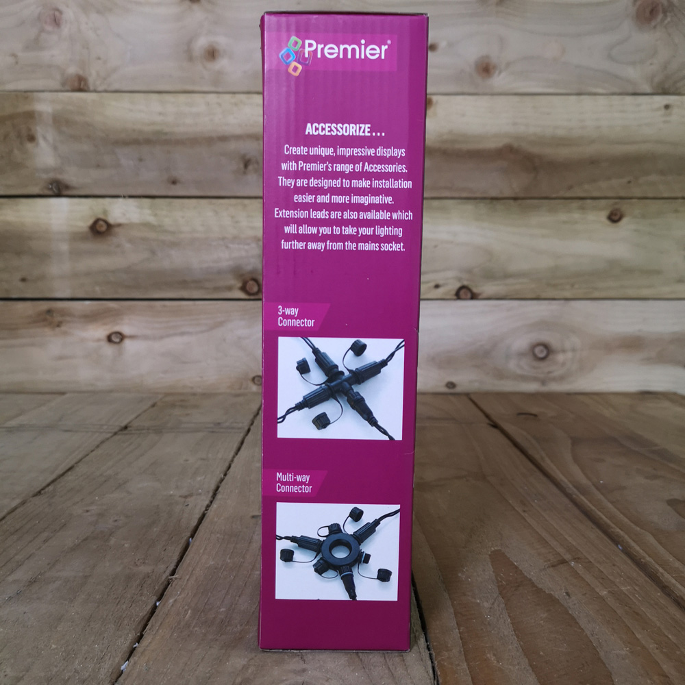 Premier 100 Cool White LED Static Black Cable String Light 8m Image 8