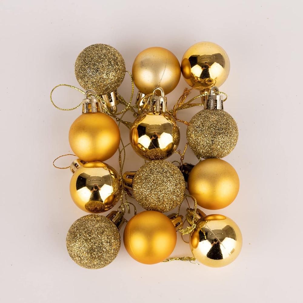 Shatchi 3cm Gold Shatterproof Christmas Bauble 12 Pack Image 5