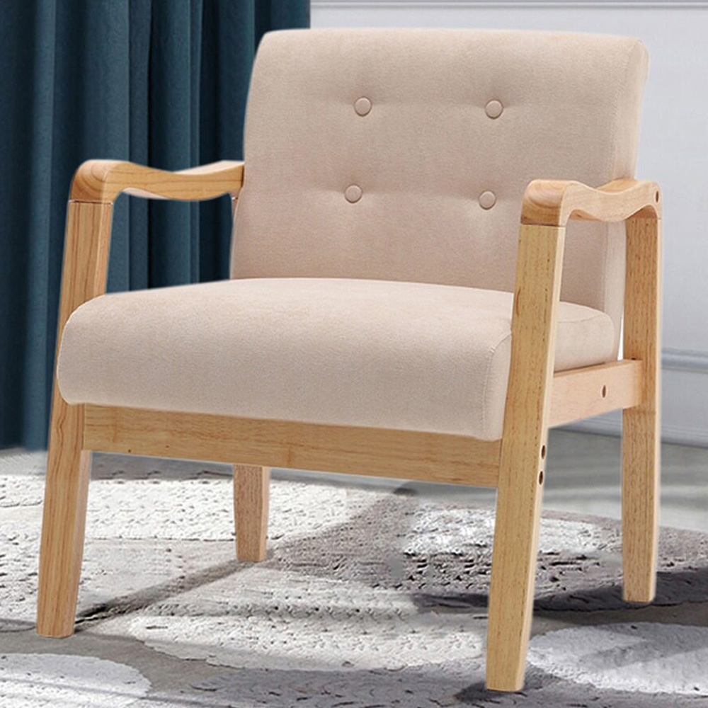 Living and Home Beige Tufted Armchair Image 1