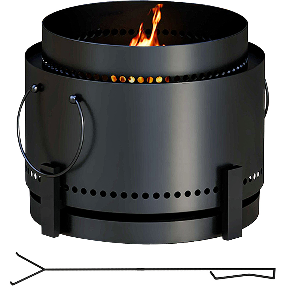 Outsunny Black Smokeless Fire Pit with Poker Image 1