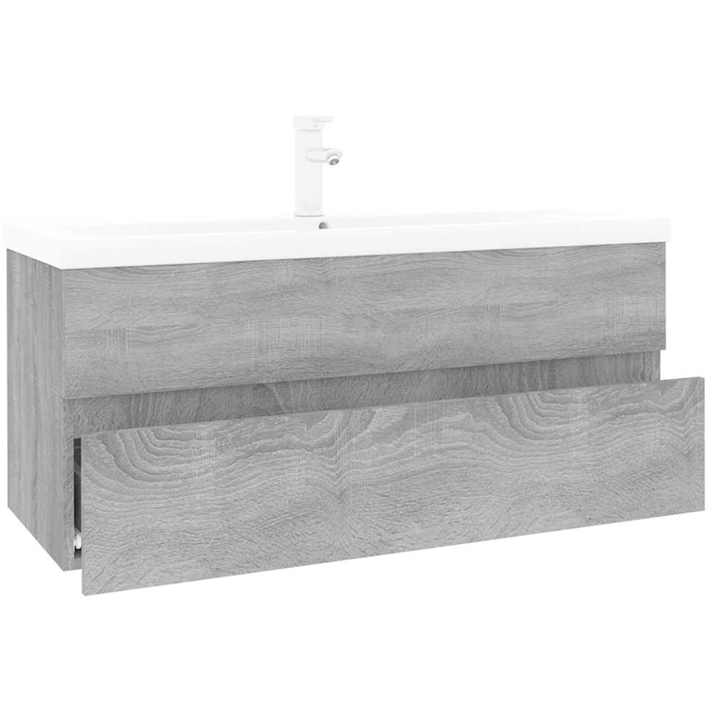 vidaXL 2 Drawer Grey Sonoma and White Sink Cabinet with Basin Image 2