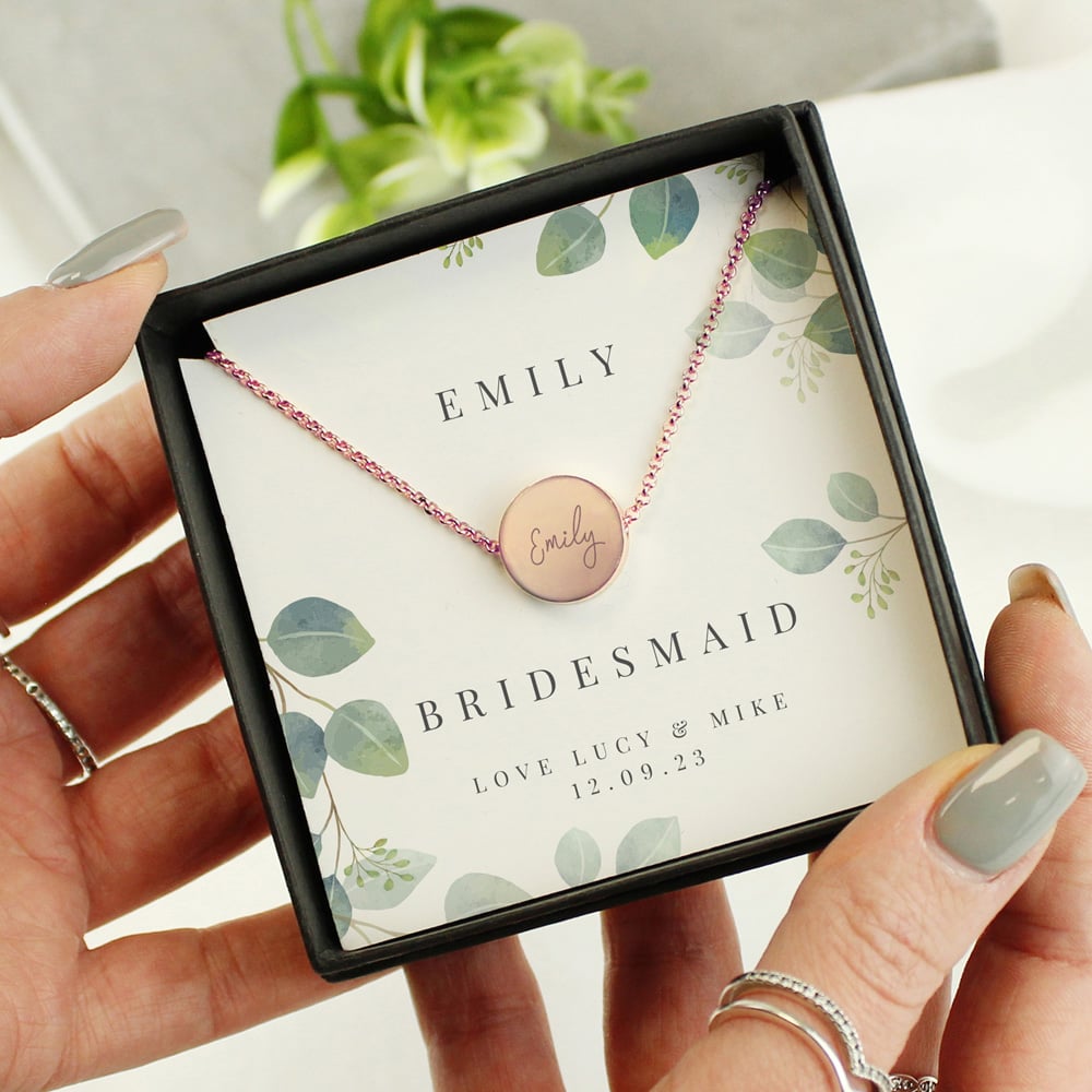 Personalised Memento Personalised Botanical Sentiment Rose Gold Tone Necklace and Box Image 2
