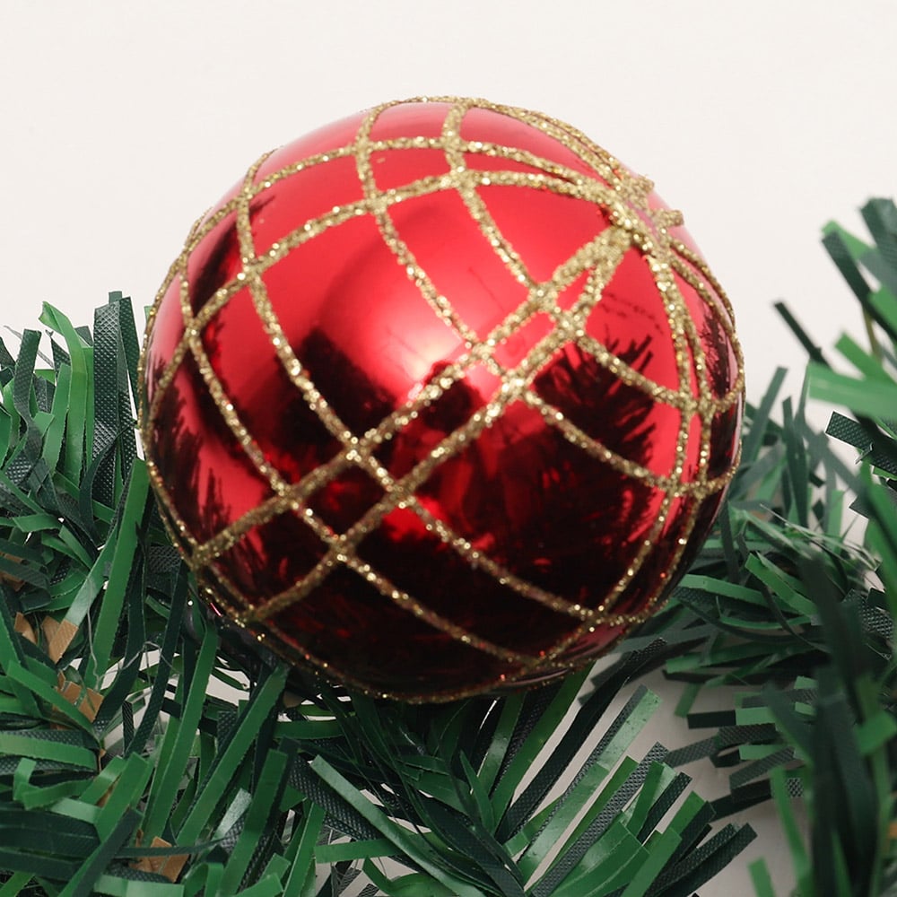 Living and Home Christmas Garland with Red Baubles Stag and Poinsettias 270cm Image 6