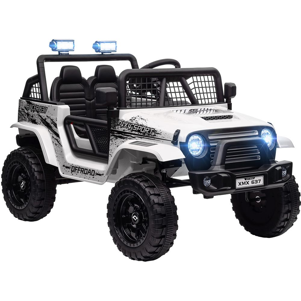 Tommy Toys White Kids Electric Truck with Suspension Ride On Car 12V Image 1