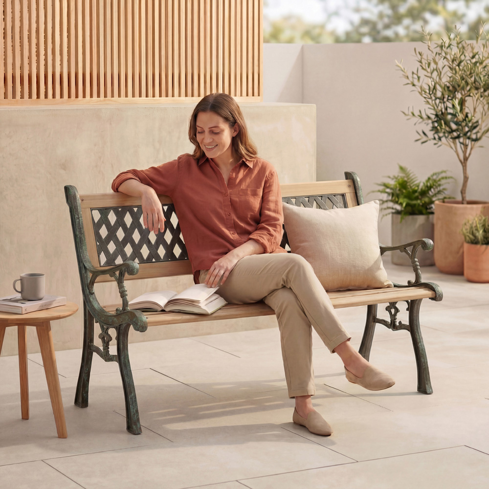 GARDEN VIDA Twin Cross Style Garden Bench Image 4
