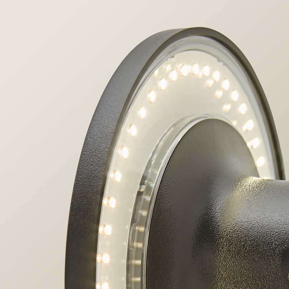 ValueLights Chad Matte Black Backlit Circle LED Outdoor Wall Light Image 6