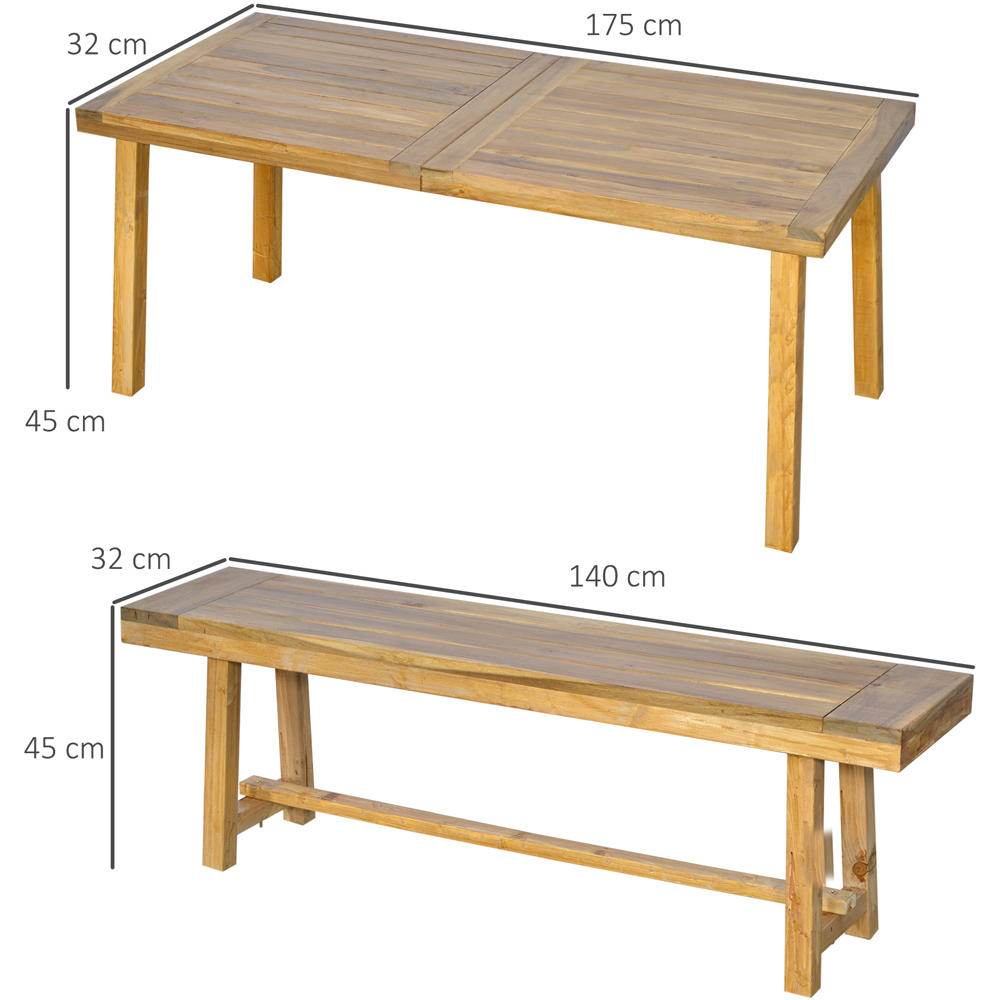 Outsunny 4 Seater Wooden Garden Dining Bench Set Image 9