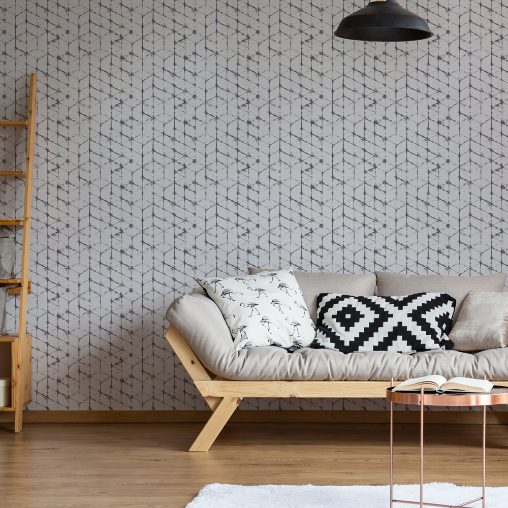 Fresco Tie Dye Geo Mono Wallpaper Image 3