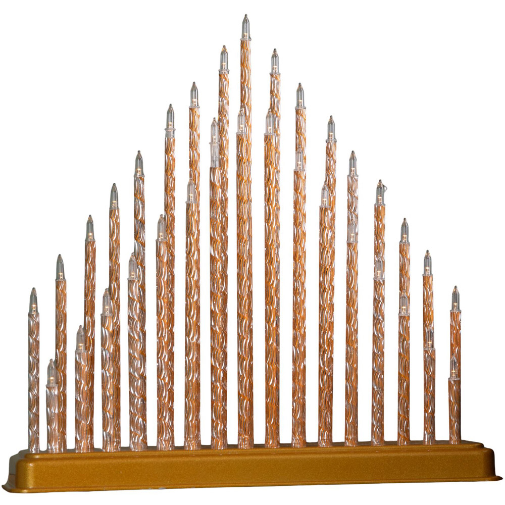 Samuel Alexander 33 Warm White LED Gold Battery Operated Christmas Candle Bridge 33cm Image