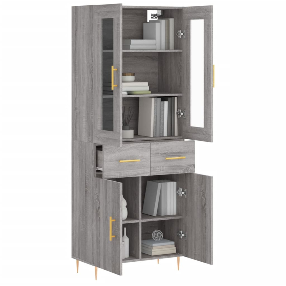 vidaXL 4 Door 2 Drawer Grey Sonoma Highboard Image 3