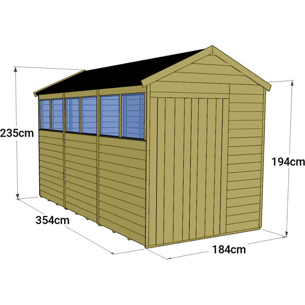 StoreMore 12 x 6ft Double Door Tongue and Groove Apex Shed with Window Image 4