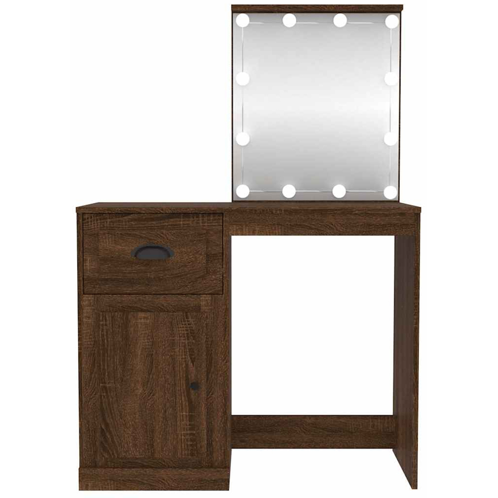 vidaXL Single Door Single Drawer Brown Oak Wooden Dressing Table Image 6